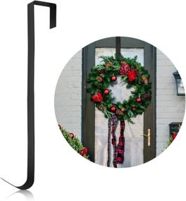 img 4 attached to 💖 LOVEINUSA 16 inch Metal Wreath Hanger: Stylish Black Over The Door Hook for Front Door Christmas Decorations
