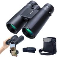 portable waterproof 12x42 binoculars for adults: hd clear vision & low light night vision. perfect for bird watching, hunting with upgraded phone adapter logo
