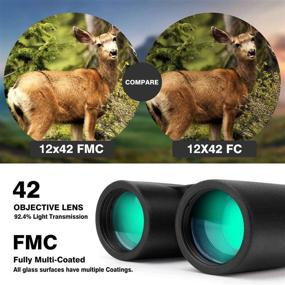 img 2 attached to Portable Waterproof 12x42 Binoculars for Adults: HD Clear Vision & Low Light Night Vision. Perfect for Bird Watching, Hunting with Upgraded Phone Adapter