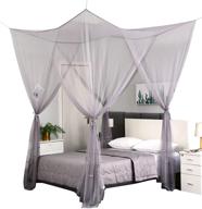 🛏️ gray mengersi elegant canopy bed curtains - full queen king bed size - indoor outdoor net - l87xw79xh98 inch - mosquito netting logo