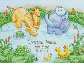 img 1 attached to 🎁 DImensions Little Pond Birth Record Cross Stitch Kit - Perfect Baby Shower Gift, 12” x 9”