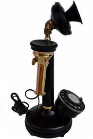 img 1 attached to Antique Replica Rotery Dial Home Decor Candlestick Functional Antique Finish Desk Telephone (Black &Amp Office Electronics