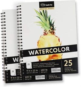 img 4 attached to 🎨 2-Pack - Thick 9x12 140lb / 300GSM Watercolor Paper Spiral Pad (25 Sheets / 50 Total) - Hot Press, Smooth Sketchbook for Watercolor Paintings, Fine Detailed Work, and Sketching - Ideal Paper for Artists & Kids