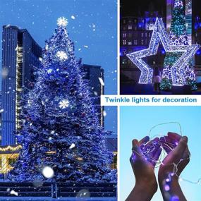 img 1 attached to 🔷 Blue Outdoor Solar Fairy Lights, Ooklee 2PCK 33FT 100LED 8 Modes Solar String Lights, Waterproof Silver Copper Wire Twinkle Lights for Garden Wedding Christmas Party Decoration