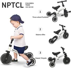 img 3 attached to 🚲 NPTCL 3-in-1 Kids Tricycles: Toddler Bike for 1-3 Years Old, 3 Wheel Baby Balance Bike, Boys & Girls Trike with Adjustable Seat & Handlebar, Removable Pedals (White)