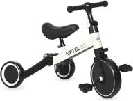 🚲 nptcl 3-in-1 kids tricycles: toddler bike for 1-3 years old, 3 wheel baby balance bike, boys & girls trike with adjustable seat & handlebar, removable pedals (white) logo