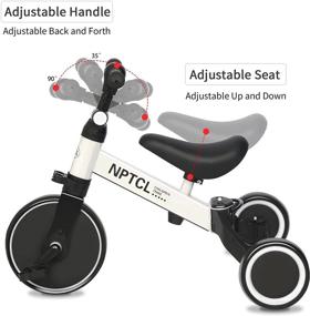 img 2 attached to 🚲 NPTCL 3-in-1 Kids Tricycles: Toddler Bike for 1-3 Years Old, 3 Wheel Baby Balance Bike, Boys & Girls Trike with Adjustable Seat & Handlebar, Removable Pedals (White)