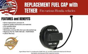 img 2 attached to 🔒 High-quality Fuel Filler Gas Cap with Seal and Tether - Ideal for Honda Accord, Civic, CRV, Fit, Odyssey, Pilot & More! Replaces 17670-T3W-A01