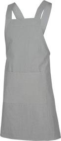 img 3 attached to 🏠 Regular Sized ReLU House Soft Washed Cotton Aprons for Women with Center Pocket in Literary Grey Shade