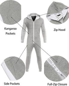 img 2 attached to 🔵 COOFANDY Men's Hooded Jumpsuits Onesie Tracksuit Full Zip Overalls: Stylish and Functional S-XXL