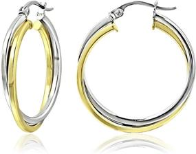 img 4 attached to 💎 Sterling Intertwining Square Tube Polished Earrings: Exquisite Girls' Jewelry