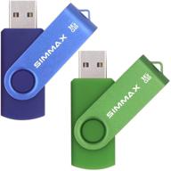 💾 usb-флеш-накопители simmax 2 шт. 16 гб память ударопрочные накопители с поворотным дизайном, перевернутые диски - комбинированные голубой и зеленый логотип