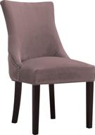 meridian furniture коллекция ханна: современный набор обеденных стульев с обивкой из бархата на деревянных ножках, с пуговичным стяжкой-декором и обрамлением гвоздями - 2 штуки, розовый. логотип