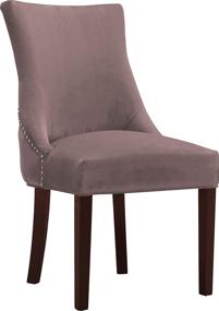img 1 attached to Meridian Furniture Коллекция Ханна: Современный набор обеденных стульев с обивкой из бархата на деревянных ножках, с пуговичным стяжкой-декором и обрамлением гвоздями - 2 штуки, розовый.