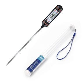 img 4 attached to 🔥 Black Kitchen Meat Thermometer - Instant Read Food Cooking Thermometer for Grilling, BBQ, Smoker, Milk - Long Probe Electronic Test Gauge - Digital Cooking Thermometer - Kitchen Tools