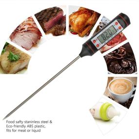 img 3 attached to 🔥 Black Kitchen Meat Thermometer - Instant Read Food Cooking Thermometer for Grilling, BBQ, Smoker, Milk - Long Probe Electronic Test Gauge - Digital Cooking Thermometer - Kitchen Tools