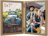 aevete 5x7 picture frames: stylish double hinged wood folding 🖼️ photo frames with real glass front – perfect for vertical photos логотип