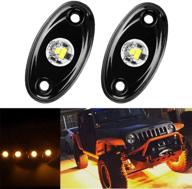 🚗 набор anki happigo ankia 2 pods led rock lights kit - водонепроницаемое неоновое освещение под автомобиль для джипов, грузовиков, внедорожников, квадроциклов, утс и лодок - лампочка для трассы с подсветкой (2 пода, желтый) логотип