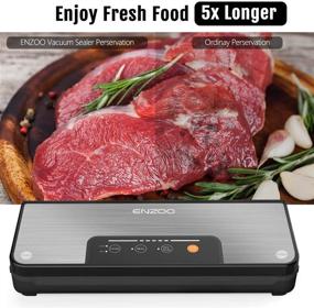 img 3 attached to 🧺 ENZOO Automatic Vacuum Sealer Machine for Food Preservation - 80Kpa, Built-in Cutter, Starter Kit, LED Indicator Lights, Easy to Clean - Dry & Moist Food Modes (Silver)