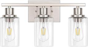 img 3 attached to Modern Brushed Nickel 3-Light Bathroom Vanity Fixture with Clear Glass Shade