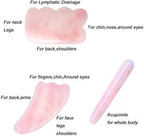 img 2 attached to 💎Улучшите свое благополучие с набором Domika Multi-Shape Handmade Rose Quartz Gua Sha - массажный инструмент из 6 штук для скрапинга, палочки-волшебной палочки и каменной терапии.