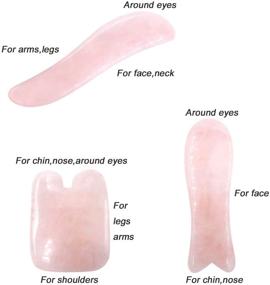 img 3 attached to 💎Улучшите свое благополучие с набором Domika Multi-Shape Handmade Rose Quartz Gua Sha - массажный инструмент из 6 штук для скрапинга, палочки-волшебной палочки и каменной терапии.