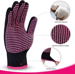 img 2 attached to 🔥 Heat Resistant Gloves with Silicone Bumps: Sopito 2Pcs Professional Heatproof Glove Mitts for Hair Styling with Curling Iron