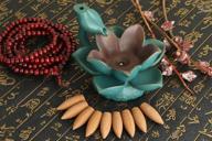 🌸 lotus led backflow incense burner holder - handmade home temple office tea room decor with free 10pcs green incense cones logo