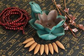 img 4 attached to 🌸 Lotus LED Backflow Incense Burner Holder - Handmade Home Temple Office Tea Room Decor with Free 10pcs Green Incense Cones