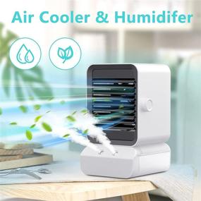 img 2 attached to 🌀 Liwin Portable Air Conditioner Fan for Room Office Home - 4-in-1 Evaporative Personal Cooler, Humidifier, Desk Mist Fan - 3 Wind Speeds, 7 Color Atmosphere Lights