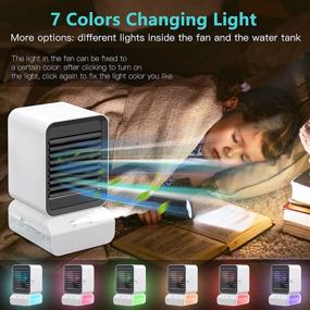 img 3 attached to 🌀 Liwin Portable Air Conditioner Fan for Room Office Home - 4-in-1 Evaporative Personal Cooler, Humidifier, Desk Mist Fan - 3 Wind Speeds, 7 Color Atmosphere Lights
