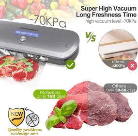 img 3 attached to 🍲 KitchenBoss Vacuum Food Sealer Saver Machine: Ultimate Solution for Dry and Moist Foods Storage Preservation, with Automatic Vacuum Sealing & 20 Pcs Food Vacuum Bags (Silver)