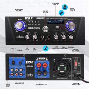 img 3 attached to 600W Home Audio Desktop Power Amplifier Receiver - Bluetooth Digital Karaoke Amplifier with LED Display, Cooling Fan, USB/SD Memory Card Reader, Optical/Coaxial, DVD/Mic Inputs - Pyle PKRMX4000