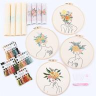 🧵 reewisly 4-piece embroidery starter kit for adults | beginner cross stitch kits with patterns, instructions, plastic rings, scissors, colored threads, and needles logo