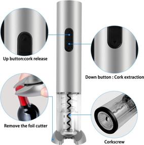 img 2 attached to 🍷 QcoQce Electric Wine Opener: Cordless Automatic Corkscrew with Foil Cutter, Stand, and Batteries Included