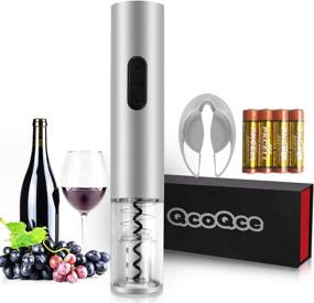 img 4 attached to 🍷 QcoQce Electric Wine Opener: Cordless Automatic Corkscrew with Foil Cutter, Stand, and Batteries Included