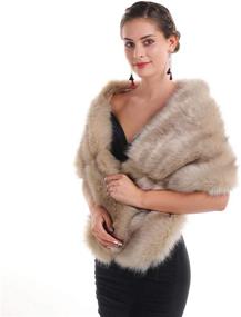 img 3 attached to Lucky Leaf Women's Luxurious Winter Faux Fur Scarf Wrap Collar Shrug for Lady Poncho, Ideal for Wedding, Dinner Party