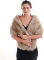 lucky leaf women's luxurious winter faux fur scarf wrap collar shrug for lady poncho, ideal for wedding, dinner party logo