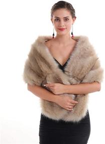 img 4 attached to Lucky Leaf Women's Luxurious Winter Faux Fur Scarf Wrap Collar Shrug for Lady Poncho, Ideal for Wedding, Dinner Party