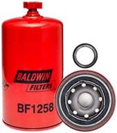 🔴 baldwin filters bf1258 heavy duty fuel filter, large size (7.44 x 3.69 x 7.44 in), red color logo