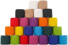 img 4 attached to 🌈 Versatile 24 Pack Self Adherent Wrap: Ideal for Sports, First Aid, and Veterinary Use - Elastic Non Woven Cohesive Bandage for Sprains, Swelling - Rainbow Color 2 Inch 5 Yards