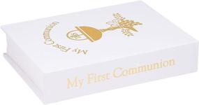 img 2 attached to 👧 Girl's First Communion 4-Piece Set: White Ivory Rosary, Prayer Book, and Lapel Pin