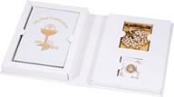 👧 girl's first communion 4-piece set: white ivory rosary, prayer book, and lapel pin logo