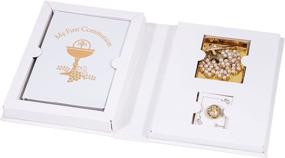 img 4 attached to 👧 Girl's First Communion 4-Piece Set: White Ivory Rosary, Prayer Book, and Lapel Pin