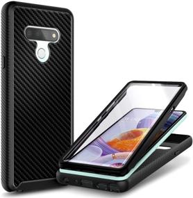 img 4 attached to 📱 Rugged Black Bumper Cover for LG K51, LG Reflect (L555DL) - E-Began Case with Built-in Screen Protector, Full-Body Shockproof Protection, Impact Resistant Carbon Fiber Phone Case