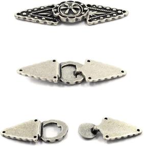 img 2 attached to Bezelry 6 Pair Triangles and Flower Cape/Cloak Clasp Fasteners - Sew On Hooks and Eyes Cardigan Clip (Antique Silver)