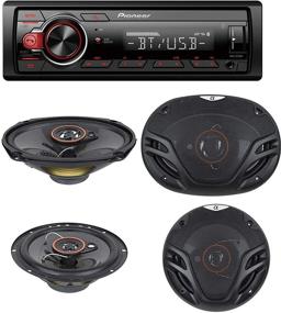 img 4 attached to 🚗 Pioneer Single DIN Bluetooth In-Dash Car Stereo Receiver with USB, MP3, AUX, AM/FM, Digital Media, Pandora, Spotify, Pair of 6.5" and Pair of 6x9" Alphasonik Speakers