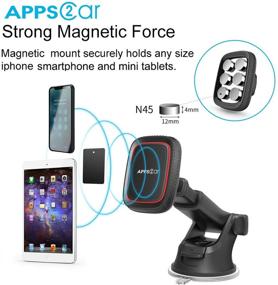 img 3 attached to 📱 APPS2Car Magnetic Phone Car Mount: Universal Dashboard Windshield Mount with Adjustable Telescopic Arm and Industrial-Strength Suction Cup Holder - Fits All Cell Phones