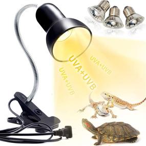 img 4 attached to 🦎 Reptile Heat Lamp: UVA UVB Basking Spot Light for Aquatic Turtles, Tortoise, Snakes, Lizards - 3 Heat Bulbs Included