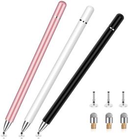 img 4 attached to 🖊️ LezGo 2 in 1 Universal Disc Stylus Touch Screen Pens for iPad Pencil (3Pcs): Compatible with Apple/iPhone/iPad Pro/Mini/Air/Android/Surface - White/Black/Rose Gold